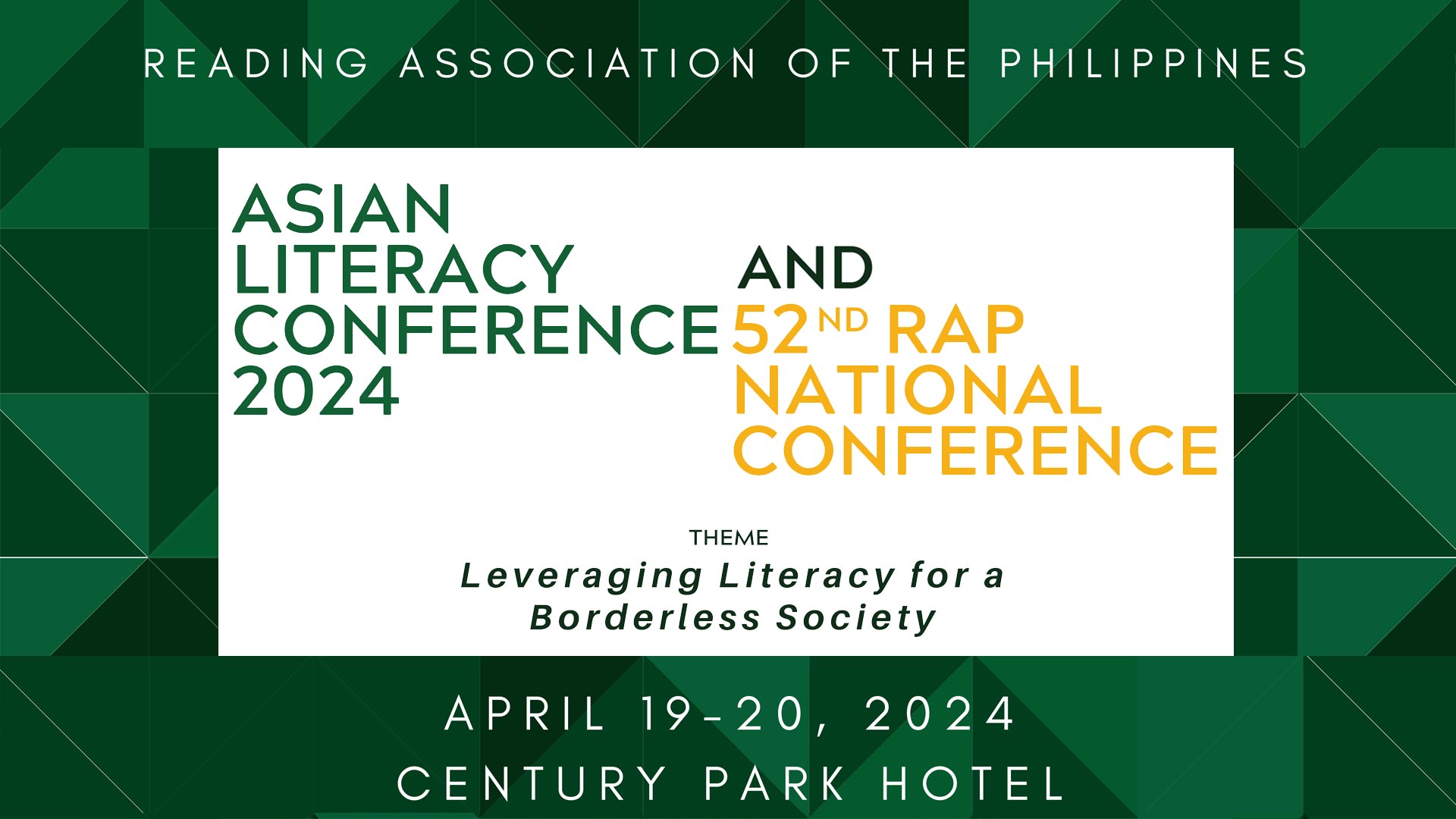 Asian Literacy 2024 and RAP 52nd National Conference Program